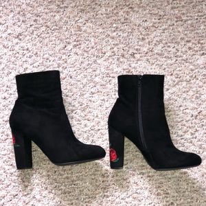 Black ankle booties.